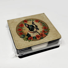 Load image into Gallery viewer, Boston Terrier Christmas Flowers PU Leather Note Paper Holder