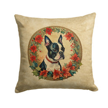 Load image into Gallery viewer, Boston Terrier Christmas Flowers Throw Pillow - 14x14 Decorative Pillow – Art for Your Home &amp; Patio