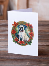 Load image into Gallery viewer, White Boxer Christmas Flowers Greeting Cards - Blank Note Cards – 8-Pack of Artist-Designed Cards with Envelopes