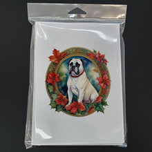 Load image into Gallery viewer, White Boxer Christmas Flowers Greeting Cards - Blank Note Cards – 8-Pack of Artist-Designed Cards with Envelopes