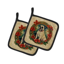 Load image into Gallery viewer, White Boxer Christmas Flowers Pot Holders - Set of 2 Decorative Kitchen Helpers | Made in the USA