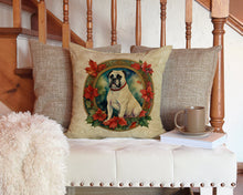 Load image into Gallery viewer, White Boxer Christmas Flowers Throw Pillow - 14x14 Decorative Pillow – Art for Your Home &amp; Patio
