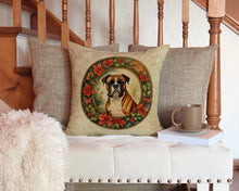 Load image into Gallery viewer, Boxer Christmas Flowers Throw Pillow - 14x14 Decorative Pillow – Art for Your Home &amp; Patio