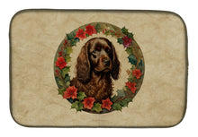 Load image into Gallery viewer, Boykin Spaniel Christmas Flowers Dish Drying Mat