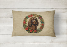 Load image into Gallery viewer, Boykin Spaniel Christmas Flowers Throw Pillow