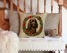 Load image into Gallery viewer, Boykin Spaniel Christmas Flowers Throw Pillow - 14x14 Decorative Pillow – Art for Your Home &amp; Patio