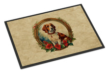 Load image into Gallery viewer, Brittany Spaniel Christmas Flowers Doormat-24x36 Indoor / Outdoor Rug | Made in USA