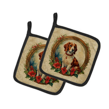 Load image into Gallery viewer, Brittany Spaniel Christmas Flowers Pot Holders - Set of 2 Decorative Kitchen Helpers | Made in the USA