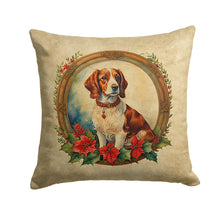 Load image into Gallery viewer, Brittany Spaniel Christmas Flowers Throw Pillow - 14x14 Decorative Pillow – Art for Your Home &amp; Patio
