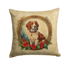 Load image into Gallery viewer, Brittany Spaniel Christmas Flowers Throw Pillow