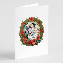 Load image into Gallery viewer, English Bulldog Christmas Flowers Greeting Cards - Blank Note Cards – 8-Pack of Artist-Designed Cards with Envelopes