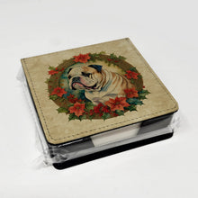 Load image into Gallery viewer, English Bulldog Christmas Flowers PU Leather Note Paper Holder