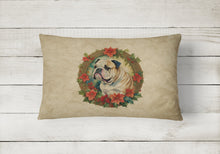 Load image into Gallery viewer, English Bulldog Christmas Flowers Throw Pillow