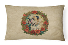 Load image into Gallery viewer, English Bulldog Christmas Flowers Throw Pillow