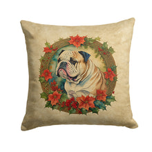 Load image into Gallery viewer, English Bulldog Christmas Flowers Throw Pillow