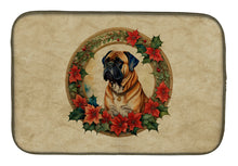 Load image into Gallery viewer, Bullmastiff Christmas Flowers Dish Drying Mat