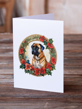 Load image into Gallery viewer, Bullmastiff Christmas Flowers Greeting Cards - Blank Note Cards – 8-Pack of Artist-Designed Cards with Envelopes