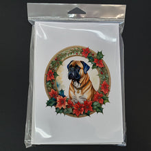 Load image into Gallery viewer, Bullmastiff Christmas Flowers Greeting Cards - Blank Note Cards – 8-Pack of Artist-Designed Cards with Envelopes