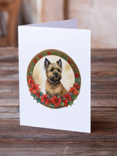Load image into Gallery viewer, Cairn Terrier Christmas Flowers Greeting Cards - Blank Note Cards – 8-Pack of Artist-Designed Cards with Envelopes