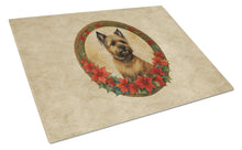 Load image into Gallery viewer, Cairn Terrier Christmas Flowers Glass Cutting Boards – Durable, Decorative Kitchen Art