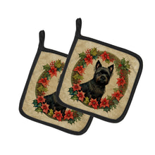 Load image into Gallery viewer, Cairn Terrier Christmas Flowers Pot Holders - Set of 2 Decorative Kitchen Helpers | Made in the USA