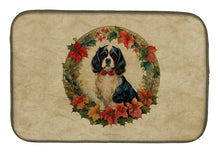 Load image into Gallery viewer, Cavalier Spaniel Christmas Flowers Dish Drying Mat