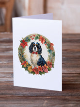 Load image into Gallery viewer, Cavalier Spaniel Christmas Flowers Greeting Cards - Blank Note Cards – 8-Pack of Artist-Designed Cards with Envelopes