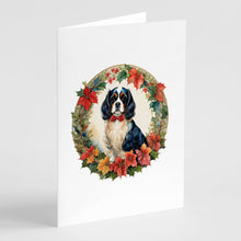 Load image into Gallery viewer, Cavalier Spaniel Christmas Flowers Greeting Cards - Blank Note Cards – 8-Pack of Artist-Designed Cards with Envelopes