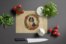 Load image into Gallery viewer, Cavalier Spaniel Christmas Flowers Glass Cutting Boards – Durable, Decorative Kitchen Art