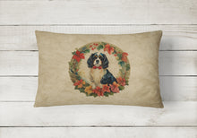 Load image into Gallery viewer, Cavalier Spaniel Christmas Flowers Throw Pillow