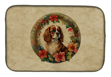 Load image into Gallery viewer, Cavalier Spaniel Christmas Flowers Dish Drying Mat