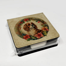 Load image into Gallery viewer, Cavalier Spaniel Christmas Flowers PU Leather Note Paper Holder