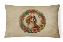 Load image into Gallery viewer, Cavalier Spaniel Christmas Flowers Throw Pillow