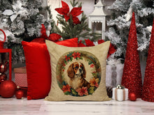 Load image into Gallery viewer, Cavalier Spaniel Christmas Flowers Throw Pillow