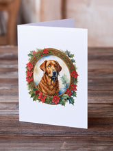 Load image into Gallery viewer, Chesapeake Bay Retriever Christmas Flowers Greeting Cards - Blank Note Cards – 8-Pack of Artist-Designed Cards with Envelopes