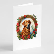 Load image into Gallery viewer, Chesapeake Bay Retriever Christmas Flowers Greeting Cards - Blank Note Cards – 8-Pack of Artist-Designed Cards with Envelopes