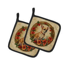 Load image into Gallery viewer, Chihuahua Christmas Flowers Pot Holders - Set of 2 Decorative Kitchen Helpers | Made in the USA