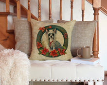 Load image into Gallery viewer, Chinese Crested Christmas Flowers Throw Pillow - 14x14 Decorative Pillow – Art for Your Home &amp; Patio