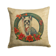 Load image into Gallery viewer, Chinese Crested Christmas Flowers Throw Pillow - 14x14 Decorative Pillow – Art for Your Home &amp; Patio