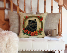 Load image into Gallery viewer, Chow Chow Christmas Flowers Throw Pillow - 14x14 Decorative Pillow – Art for Your Home &amp; Patio