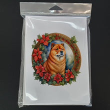 Load image into Gallery viewer, Chow Chow Christmas Flowers Greeting Cards - Blank Note Cards – 8-Pack of Artist-Designed Cards with Envelopes