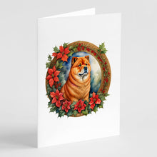 Load image into Gallery viewer, Chow Chow Christmas Flowers Greeting Cards - Blank Note Cards – 8-Pack of Artist-Designed Cards with Envelopes
