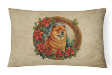 Load image into Gallery viewer, Chow Chow Christmas Flowers Throw Pillow