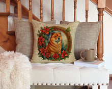 Load image into Gallery viewer, Chow Chow Christmas Flowers Throw Pillow - 14x14 Decorative Pillow – Art for Your Home &amp; Patio