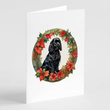 Load image into Gallery viewer, Cocker Spaniel Christmas Flowers Greeting Cards - Blank Note Cards – 8-Pack of Artist-Designed Cards with Envelopes