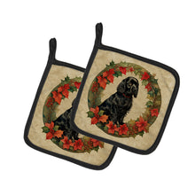 Load image into Gallery viewer, Cocker Spaniel Christmas Flowers Pot Holders - Set of 2 Decorative Kitchen Helpers | Made in the USA