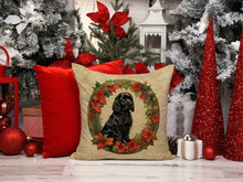 Load image into Gallery viewer, Cocker Spaniel Christmas Flowers Throw Pillow