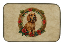 Load image into Gallery viewer, Cocker Spaniel Christmas Flowers Dish Drying Mat