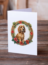 Load image into Gallery viewer, Cocker Spaniel Christmas Flowers Greeting Cards - Blank Note Cards – 8-Pack of Artist-Designed Cards with Envelopes