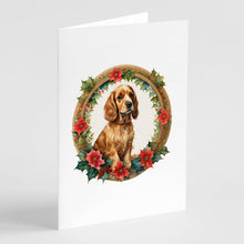 Load image into Gallery viewer, Cocker Spaniel Christmas Flowers Greeting Cards - Blank Note Cards – 8-Pack of Artist-Designed Cards with Envelopes